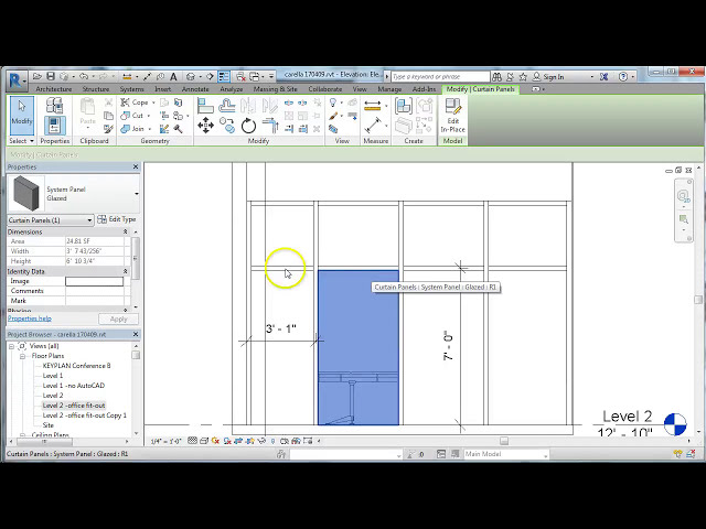 فیلم آموزشی: دیوار پرده ای شیشه ای ساده Revit با در با زیرنویس فارسی