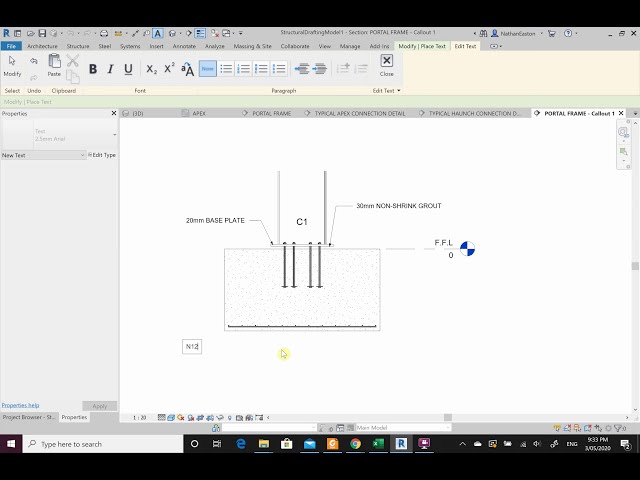 فیلم آموزشی: جزئیات اتصال صفحه پایه - Revit با زیرنویس فارسی