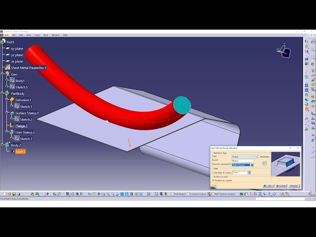 فیلم آموزشی: CATIA V5: طراحی ورق فلزی (SMD) - تغییر شکل ورق های خمیده، خطوط پرس با زیرنویس فارسی