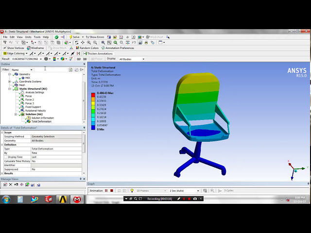 فیلم آموزشی: تحلیل ساختاری استاتیکی صندلی در میز کار ANSYS