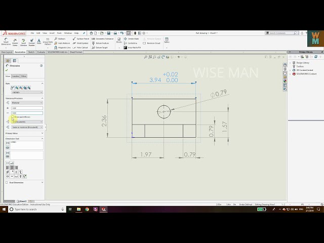 فیلم آموزشی: آموزش پایه SOLIDWORKS - افزودن تحمل دو طرفه، یک طرفه، متقارن در نقشه ها با زیرنویس فارسی