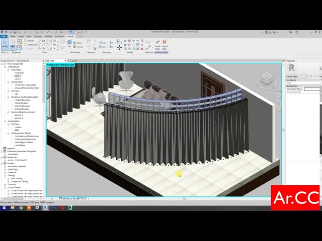 فیلم آموزشی: RD103. نحوه ایجاد یک پرده پارامتریک در Revit. آموزش پرده در Revit. با زیرنویس فارسی