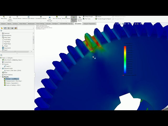 فیلم آموزشی: Solidworks Simulation- شبیه سازی چرخ دنده مطالعه استاتیک