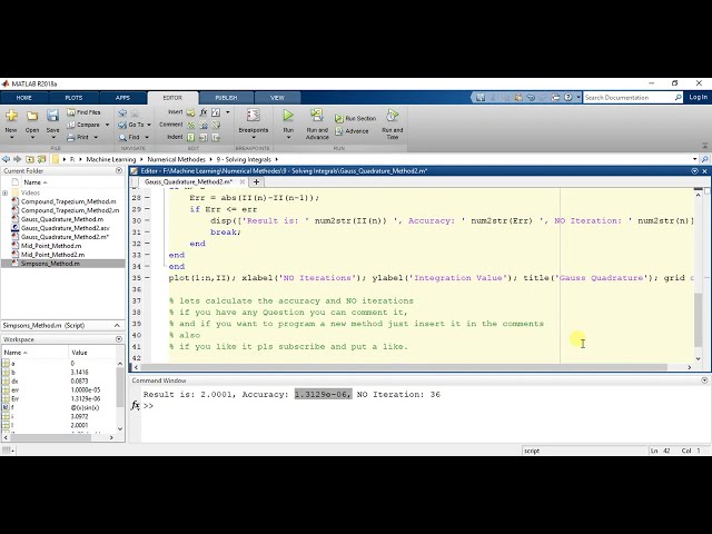 فیلم آموزشی: 9.5| روش ربع گاوس برای ادغام عددی با استفاده از متلب