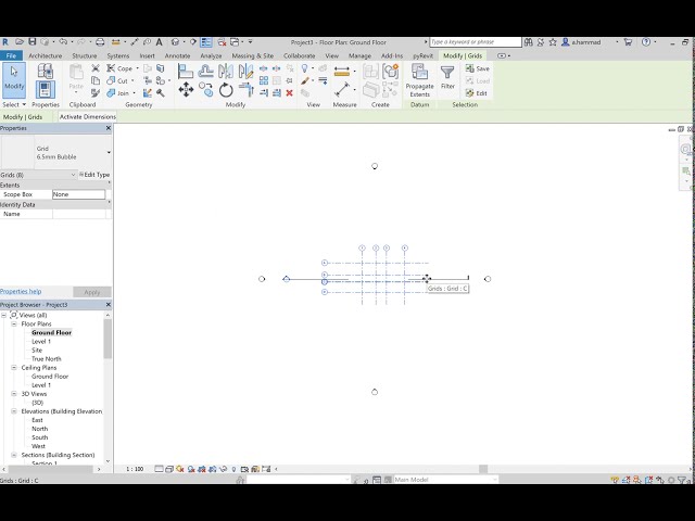 فیلم آموزشی: فیلم آموزشی Revit 3: ایجاد شبکه‌ها، قفل کردن آنها، نمای ارتفاع و پلان با زیرنویس فارسی