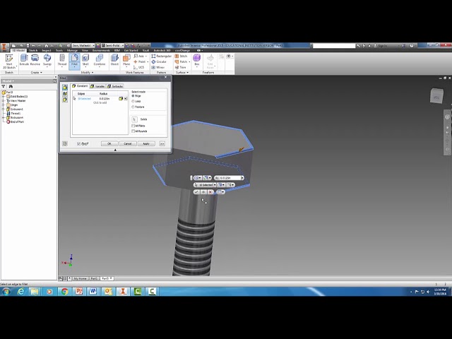 فیلم آموزشی: ایجاد یک پیچ هگز و کلاسیک در Autodesk Inventor با زیرنویس فارسی