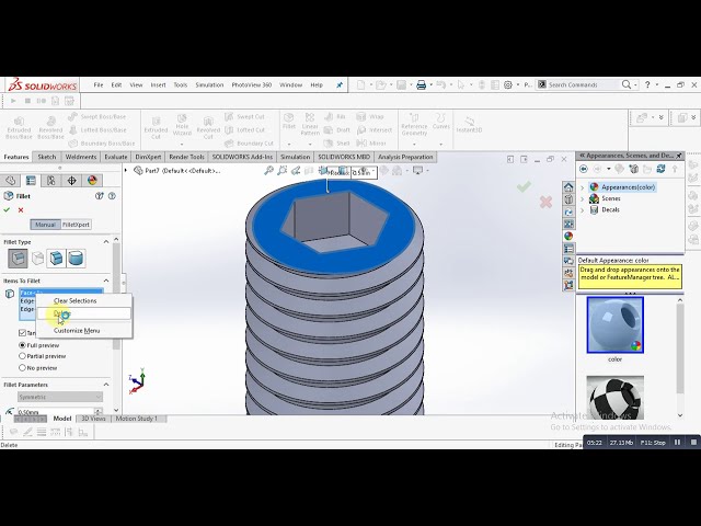 فیلم آموزشی: نحوه طراحی پیچ Greb در Solidworks