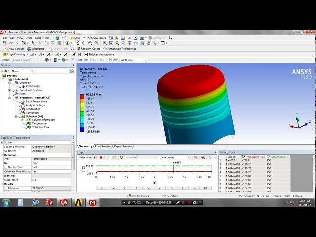 فیلم آموزشی: آنالیز حرارتی گذرا پیستون در میز کار ANSYS با زیرنویس فارسی