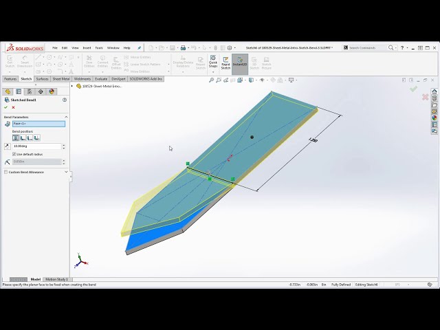 فیلم آموزشی: 23 SolidWorks – نحوه خم کردن یک قطعه با استفاده از ویژگی Sketch Bend – مقدمه ای بر ورق فلزی SolidWorks با زیرنویس فارسی
