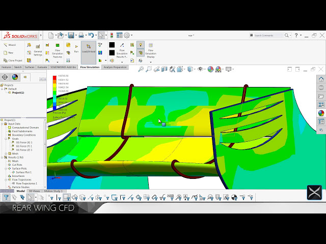 فیلم آموزشی: شبیه سازی جریان SOLIDWORKS - بال عقب فرمول 1 با زیرنویس فارسی