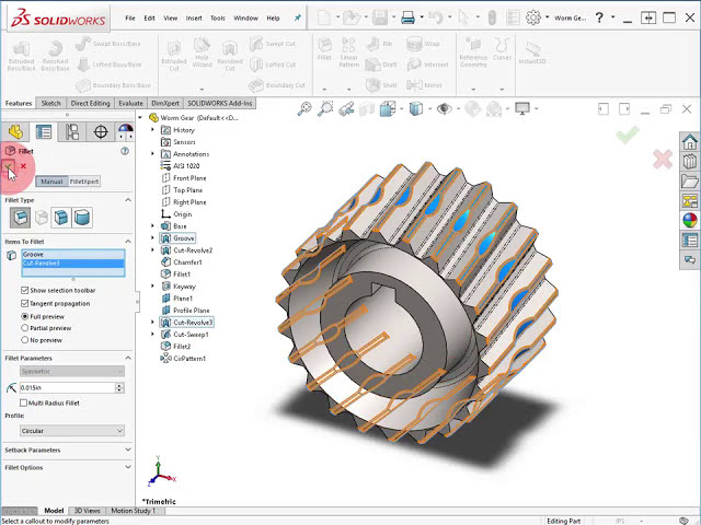 فیلم آموزشی: ایجاد Worm Gear در SOLIDWORKS 2017