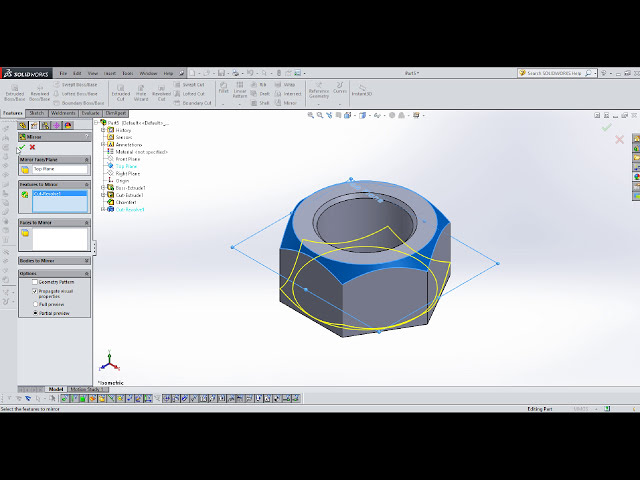 فیلم آموزشی: Nut Revolve cut - How to - Solidworks