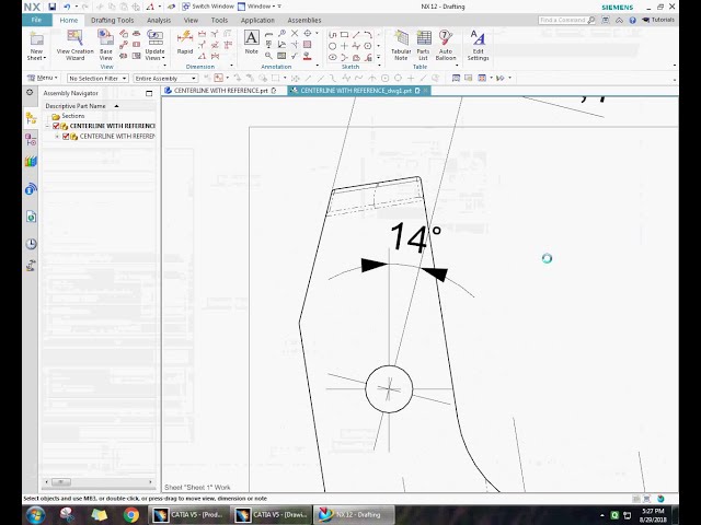 فیلم آموزشی: خط مرکزی با ارجاع در پیش نویس: مقایسه دستورات NX و CATIA