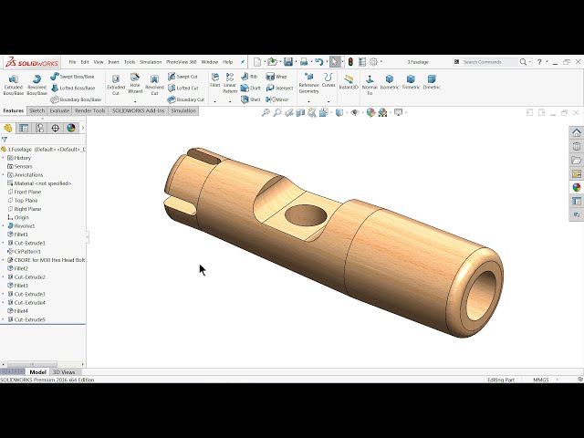 فیلم آموزشی: آموزش SolidWorks هواپیمای اسباب بازی چوبی 3. بدنه