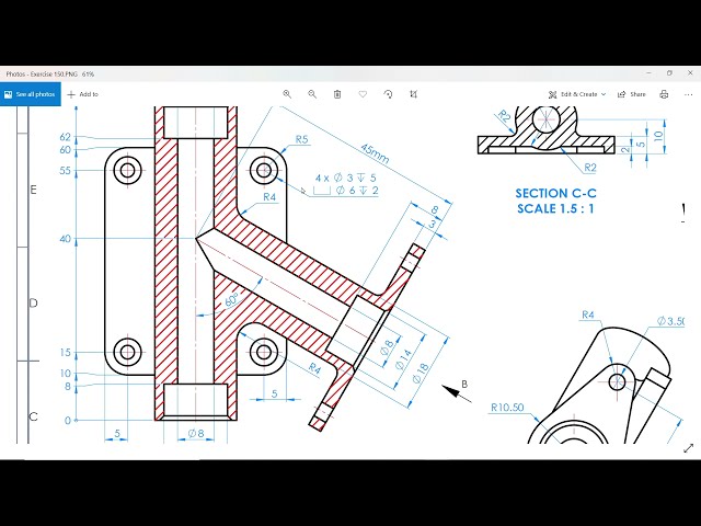 فیلم آموزشی: آموزش Solidworks Exercise 150 Revolved Cut, Extrude, Counterbore Hole and Swept