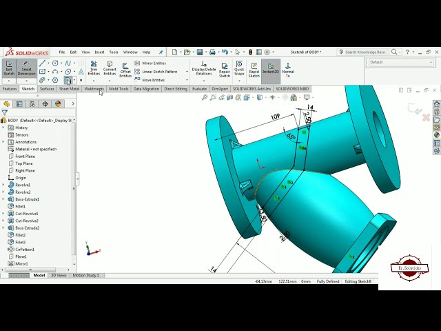 فیلم آموزشی: آموزش Solidworks || قسمت 1 || نحوه ساخت صافی/فیلتر در Solidworks || صافی Y || بدن