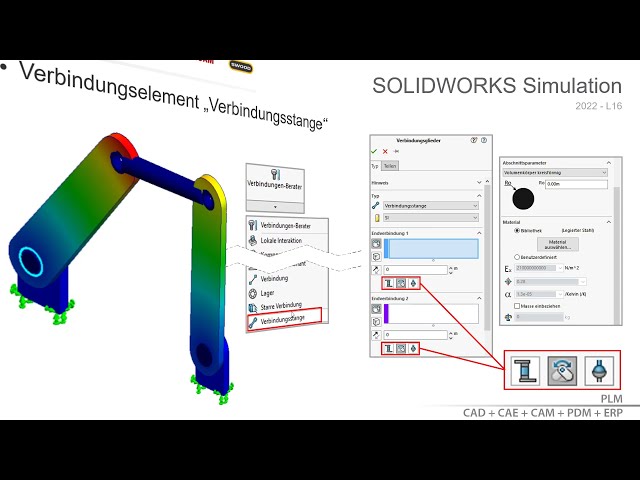 فیلم آموزشی: SOLIDWORKS 2022 - شبیه سازی SOLIDWORKS - اتصال میله اتصال با زیرنویس فارسی