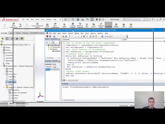 فیلم آموزشی: SOLIDWORKS API - انتخاب ویژگی در داخل یک اسمبلی با زیرنویس فارسی