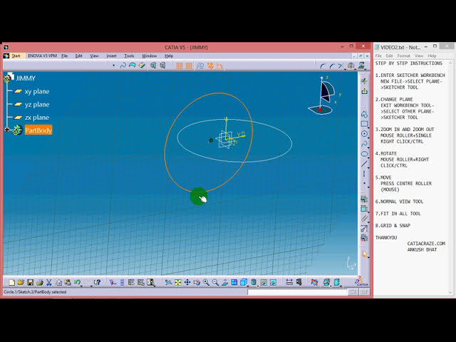 فیلم آموزشی: CATIA V5، وارد میز کار اسکچر شوید، بزرگنمایی بزرگنمایی، مناسب در همه، تغییر صفحه، چرخش، حرکت با زیرنویس فارسی