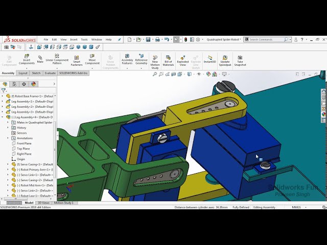 فیلم آموزشی: آموزش Solidworks: طراحی ربات عنکبوتی چهارپا، مونتاژ و مطالعه حرکت با زیرنویس فارسی