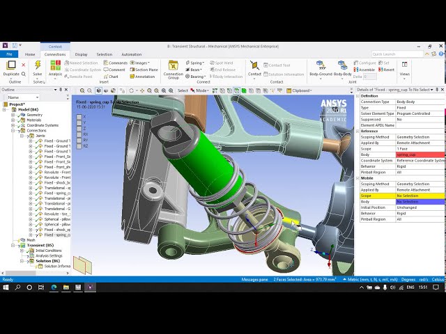 فیلم آموزشی: اتصال مشترک برای سیستم تعلیق جلو در تحلیل ساختاری گذرا میز کار Ansys