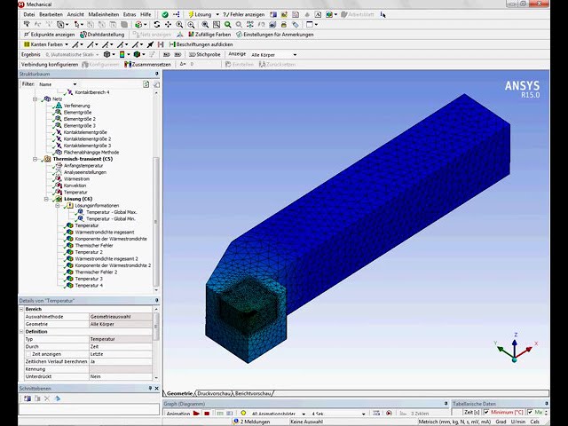 فیلم آموزشی: آموزش تحلیل گذرای حرارتی Ansys Workbench ابزار تراشکاری K10 تحت بار حرارتی