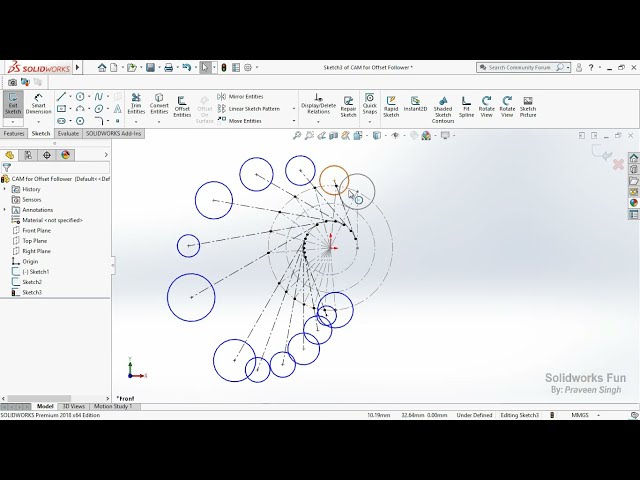 فیلم آموزشی: طراحی پروفیل بادامک برای فالوور غلتکی افست در solidworks