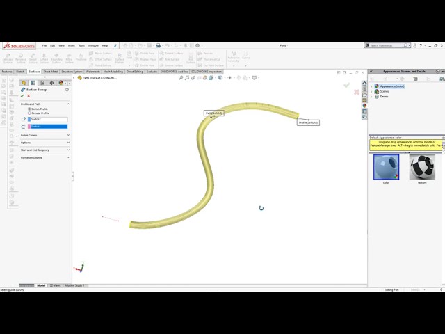 فیلم آموزشی: Solidworks Surfacing - Sweep Surface |Design Hub|Solidworks Surfacing آموزش |