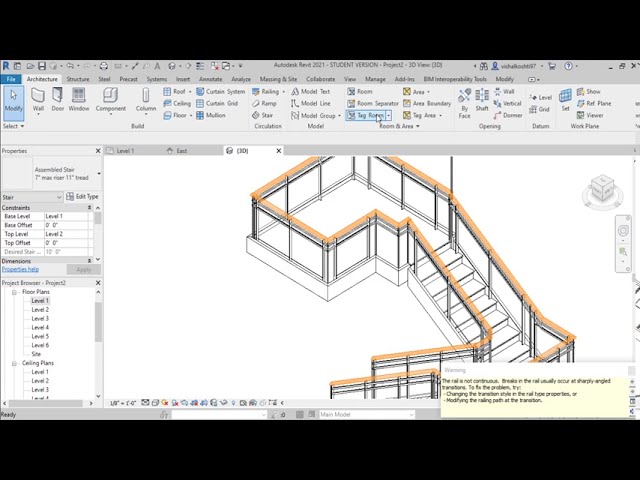 فیلم آموزشی: Autodesk Revit || نحوه استفاده از پله های چند طبقه در Revit با زیرنویس فارسی