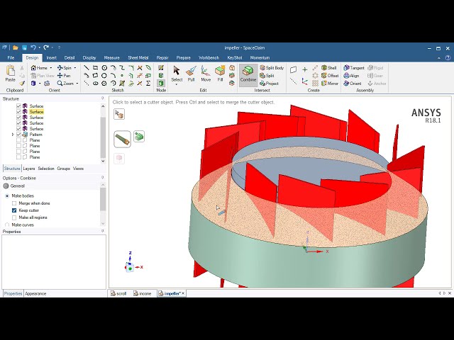 فیلم آموزشی: آموزش Ansys Spaceclaim | استخراج حجم سیال از پروانه فن گریز از مرکز