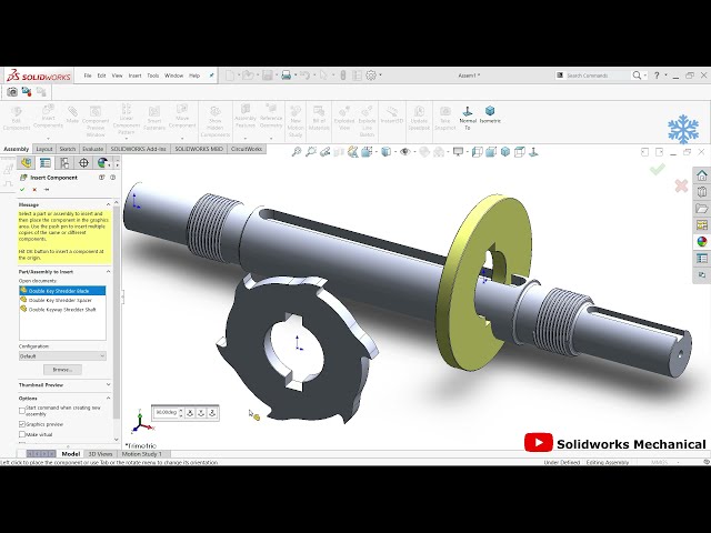 فیلم آموزشی: مونتاژ تیغه و شفت خردکن دوکلیدی (نمونه اولیه) #283 |طراحی صنعتی ||SolidWorks|