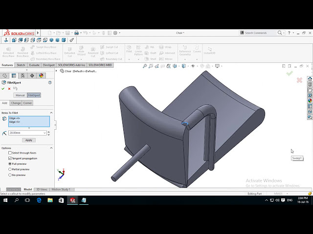 فیلم آموزشی: آموزش مدلسازی صندلی اداری SolidWorks 3/4