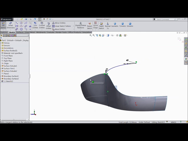 فیلم آموزشی: آموزش Solidworks | ماوس اسکچ در Solidworks (Advanced Surfacing)