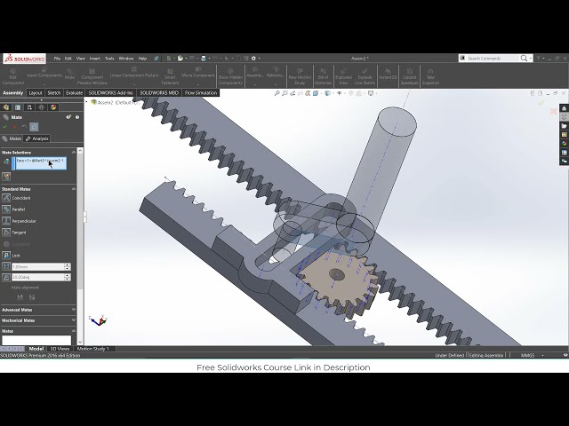 فیلم آموزشی: پروژه | مکانیزم ماشین قفسه و پینیون در Solidworks با زیرنویس فارسی