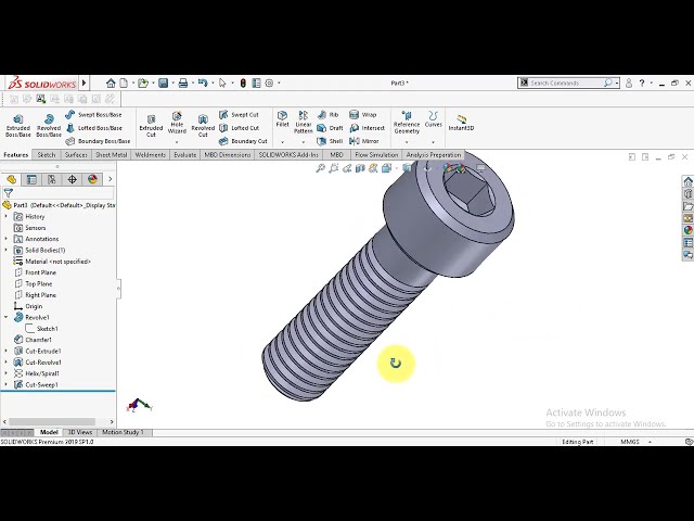 فیلم آموزشی: آموزش Solidworks: نحوه ساخت پیچ سر آلن در Solidworks با زیرنویس فارسی