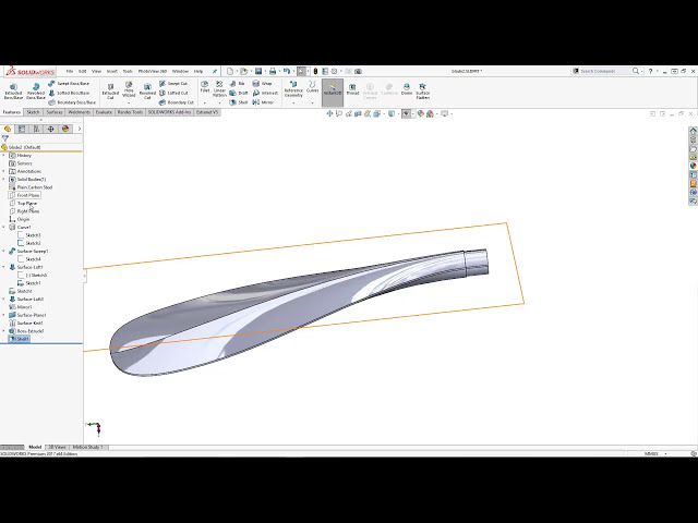 فیلم آموزشی: نحوه مدل‌سازی پارو در SolidWorks: P3 - مدل‌سازی سطح با زیرنویس فارسی