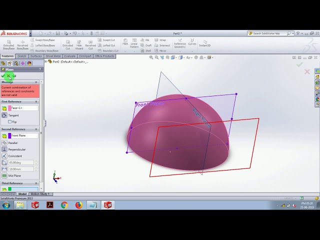 فیلم آموزشی: Solidworks گرفتن هواپیما بر روی کره، مخروط، سطح منحنی، 45 درجه