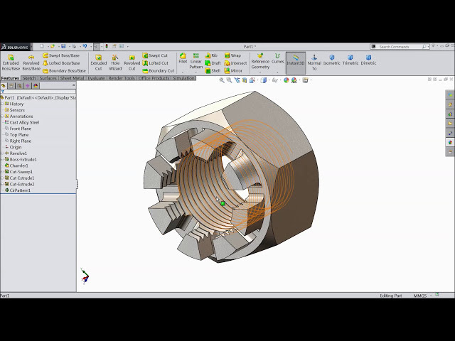 فیلم آموزشی: آموزش Solidworks | طرح مهره تاج قلعه در Solidworks با زیرنویس فارسی