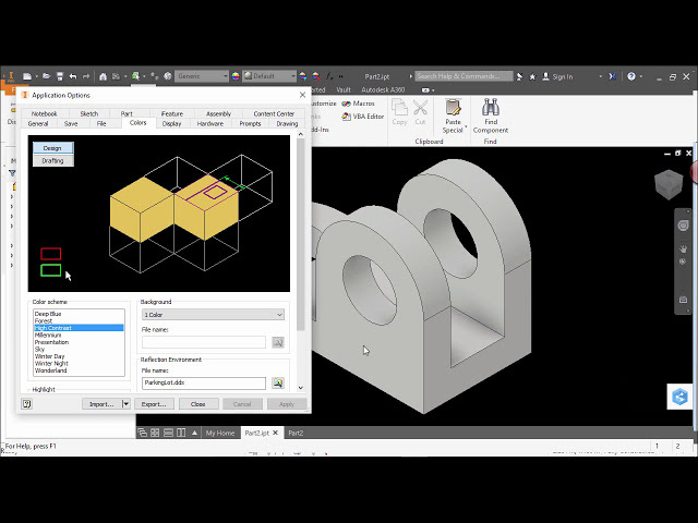 فیلم آموزشی: Autodesk Inventor - نحوه تغییر رنگ پس زمینه پنجره گرافیکی با زیرنویس فارسی