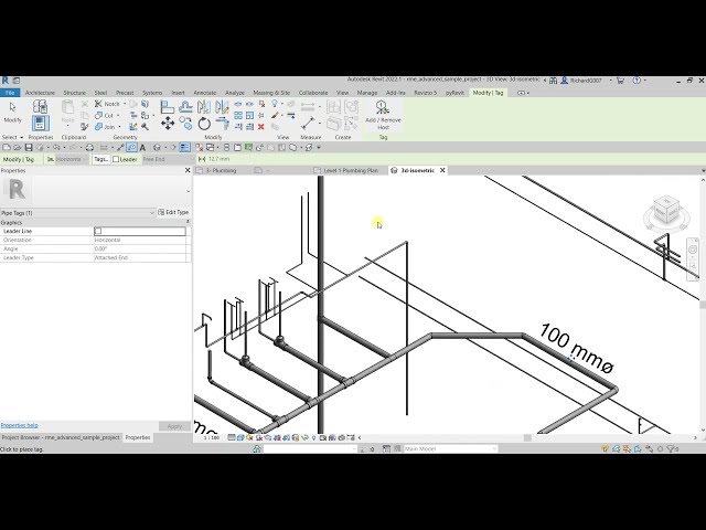 فیلم آموزشی: نکات و ترفندهای REVIT: برچسب ها را با لوله ها بچرخانید با زیرنویس فارسی