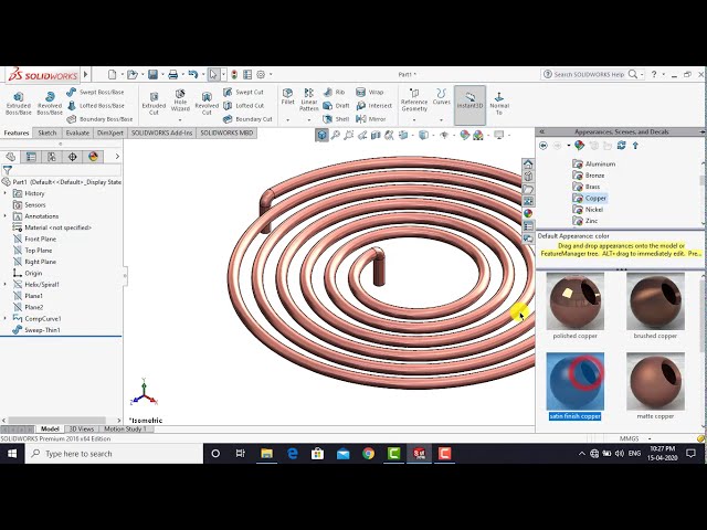 فیلم آموزشی: ⚡آموزش Solidworks#50 | یک سیم پیچ اسپیرال طراحی کنید.