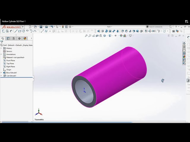 فیلم آموزشی: Modeling of a Hollow Cylinder: SolidWorks Tutorial- قسمت 1