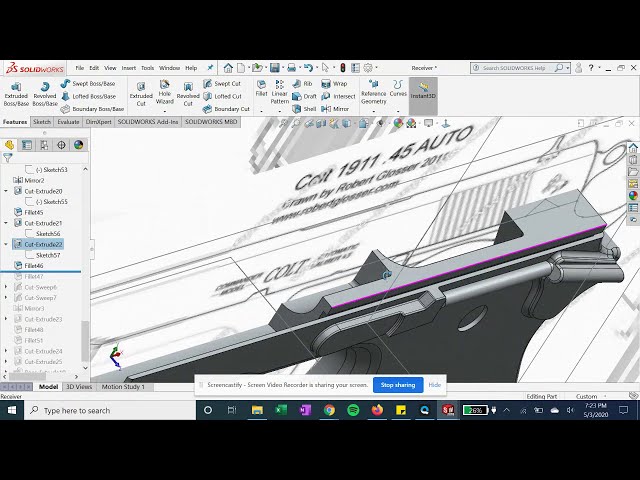 فیلم آموزشی: آموزش Solidworks | Colt 1911 قسمت 1 با زیرنویس فارسی