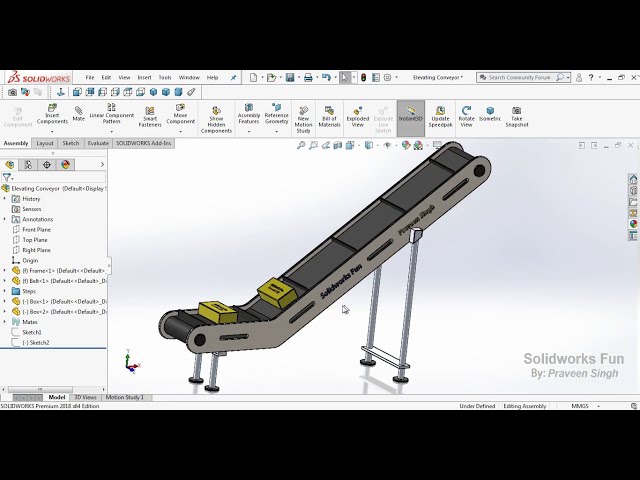 فیلم آموزشی: آموزش Solidworks: بالا بردن مونتاژ طراحی نوار نقاله و مطالعه حرکت با زیرنویس فارسی