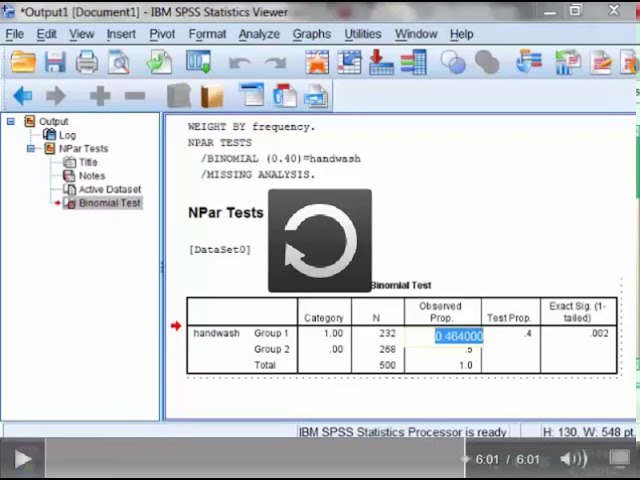 فیلم آموزشی: SPSS - تست دو جمله ای برای یک نسبت با استفاده از گزینه Weight Cases با زیرنویس فارسی