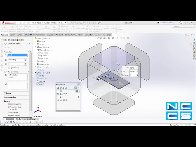 فیلم آموزشی: SOLIDWORKS - الگوی خطی و الگوی دایره ای با زیرنویس فارسی