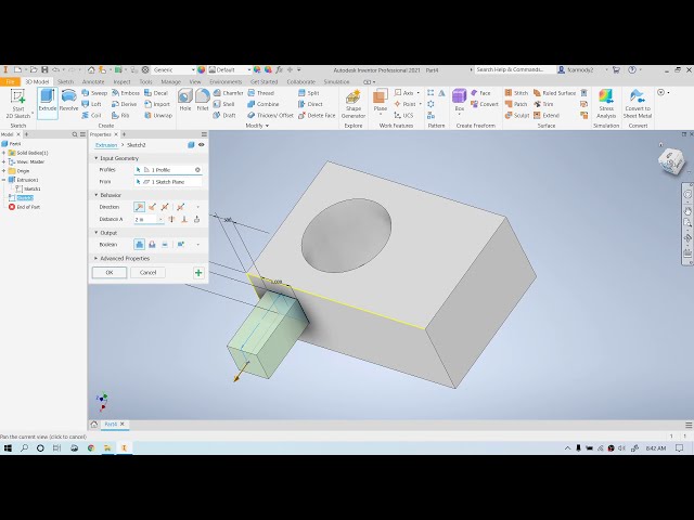فیلم آموزشی: Autodesk Inventor 2021: 2: مدل سه بعدی مبتدی با اکسترود با زیرنویس فارسی