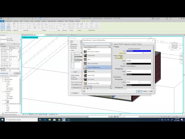 فیلم آموزشی: Revit 2020: تغییر رنگ و متریال دیوار با زیرنویس فارسی