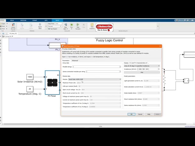 فیلم آموزشی: شبیه سازی آرایه خورشیدی PV با کنترلر MPPT منطق فازی در MATLAB/Simulink با زیرنویس فارسی