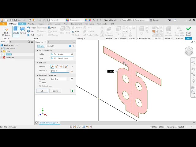 فیلم آموزشی: 24-Sketch Mirroring برای Autodesk Inventor 2020 با زیرنویس فارسی